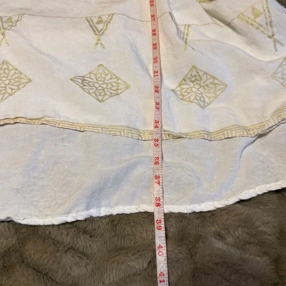 Ashley Stewart Linen Blend Tunic Dress Plus Size 18/20 White Gold Metallic - Picture 6 of 6